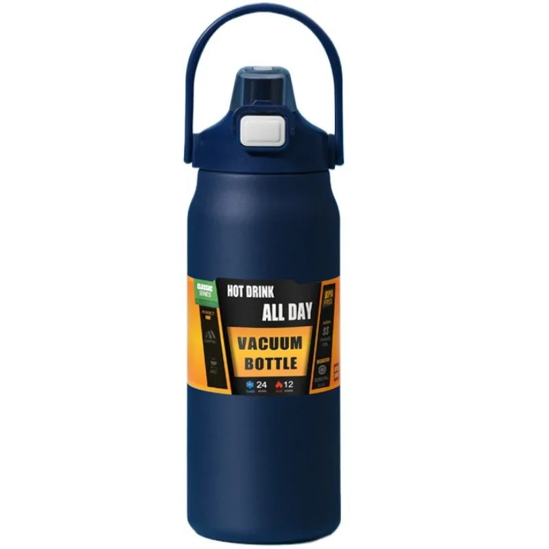 800/1000/1200/1500ML 304 Stainless Steel Thermos with Straw Thermal Mug Cup Sports Vacuum Flasks Cold and Hot Water Bottle