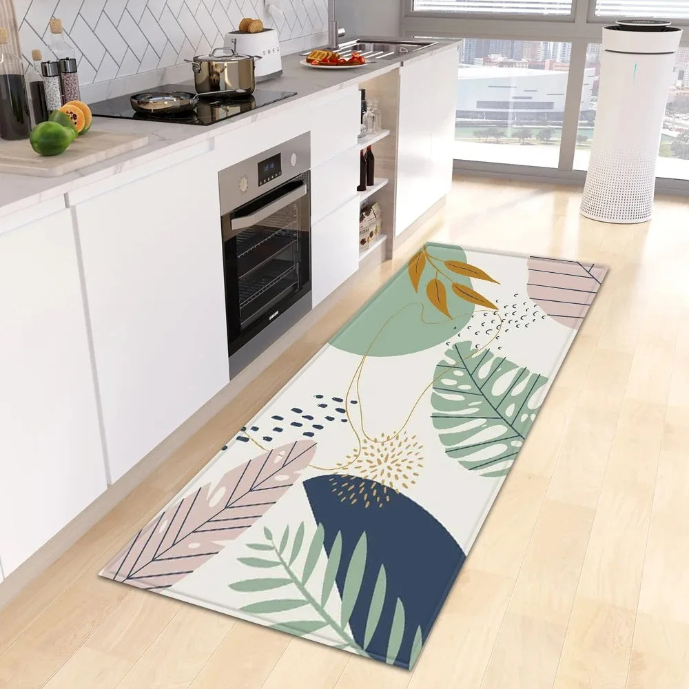 Tropical Plant Print Home Kitchen Floor Mat Door Front Decoration Floor Mat