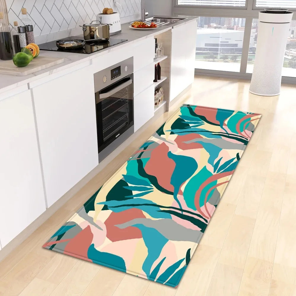 Tropical Plant Print Home Kitchen Floor Mat Door Front Decoration Floor Mat