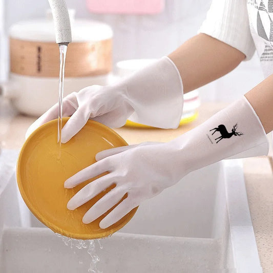 Reusable Latex Dishwashing Gloves – Waterproof, Wear-Resistant Cleaning Gloves for Kitchen & Bathroom
