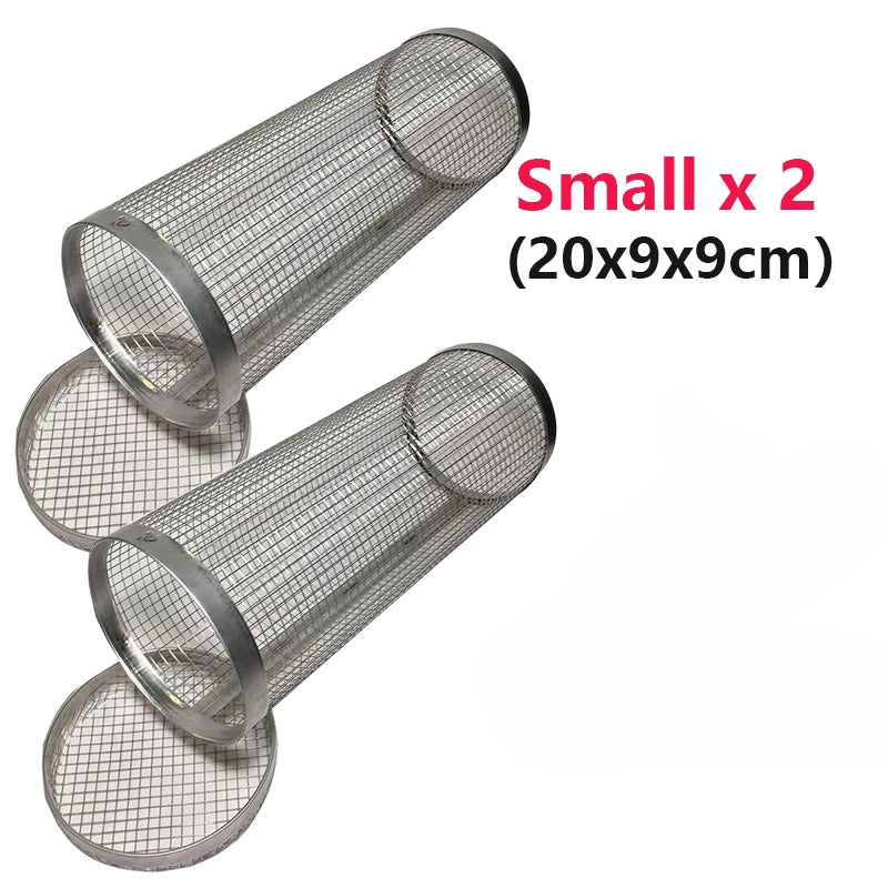 Round Rolling BBQ Campfire Grill Basket – Outdoor Barbecue Grill Grate & Cage for Camping & Picnic