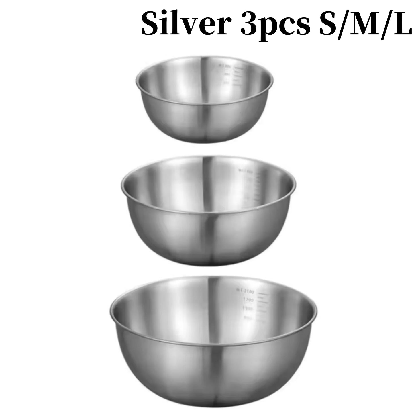 17/19/22CM Stainless Steel Salad Bowls Egg Flour Mixing Basin Fruit Vegetable Noodle Container for Kitchen Tableware Baking Tool