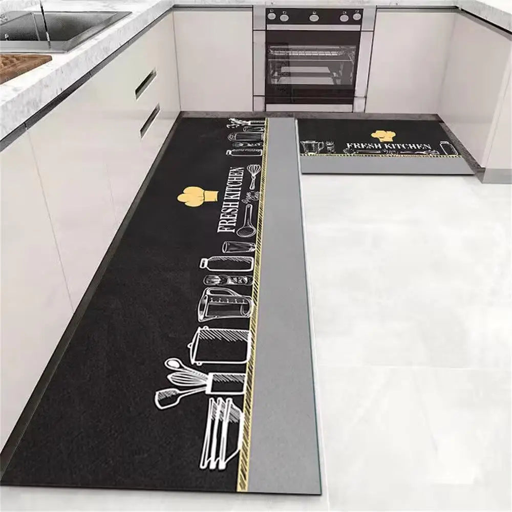 1PCS Kitchen Floor Mat Waterproof, Anti-skid, Anti-dirty Foot Mat Household Door Mat Crystal Velvet Long Carpet Door Mats 바닥 깔개