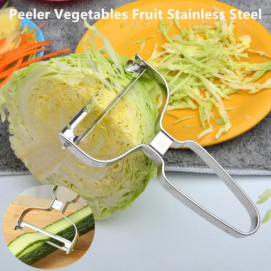 Wide-Mouth Stainless Steel Vegetable & Fruit Peeler – Cabbage Grater, Salad & Potato Slicer