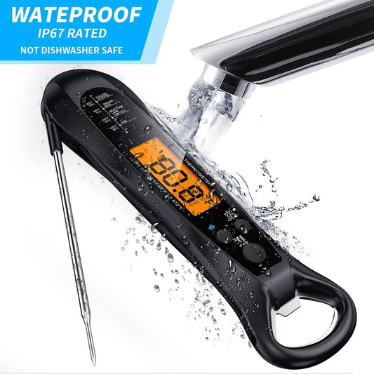 Instant Read Meat Thermometer for Cooking, Fast & Precise Digital Food Thermometer with Backlight, Magnet, Calibration, kitchen