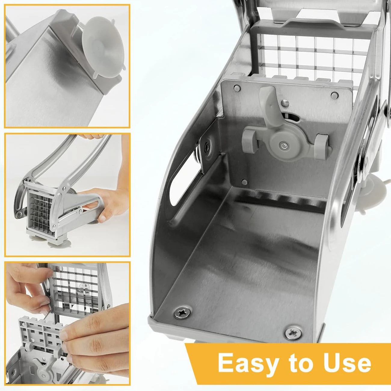 Stainless Steel French Fries Cutter – Manual Potato Slicer with 36/46-Hole Blade