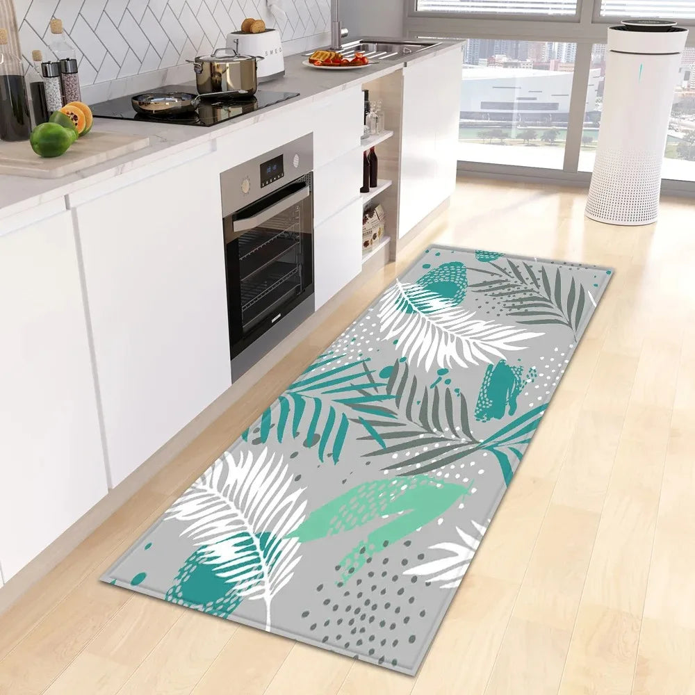 Tropical Plant Print Home Kitchen Floor Mat Door Front Decoration Floor Mat