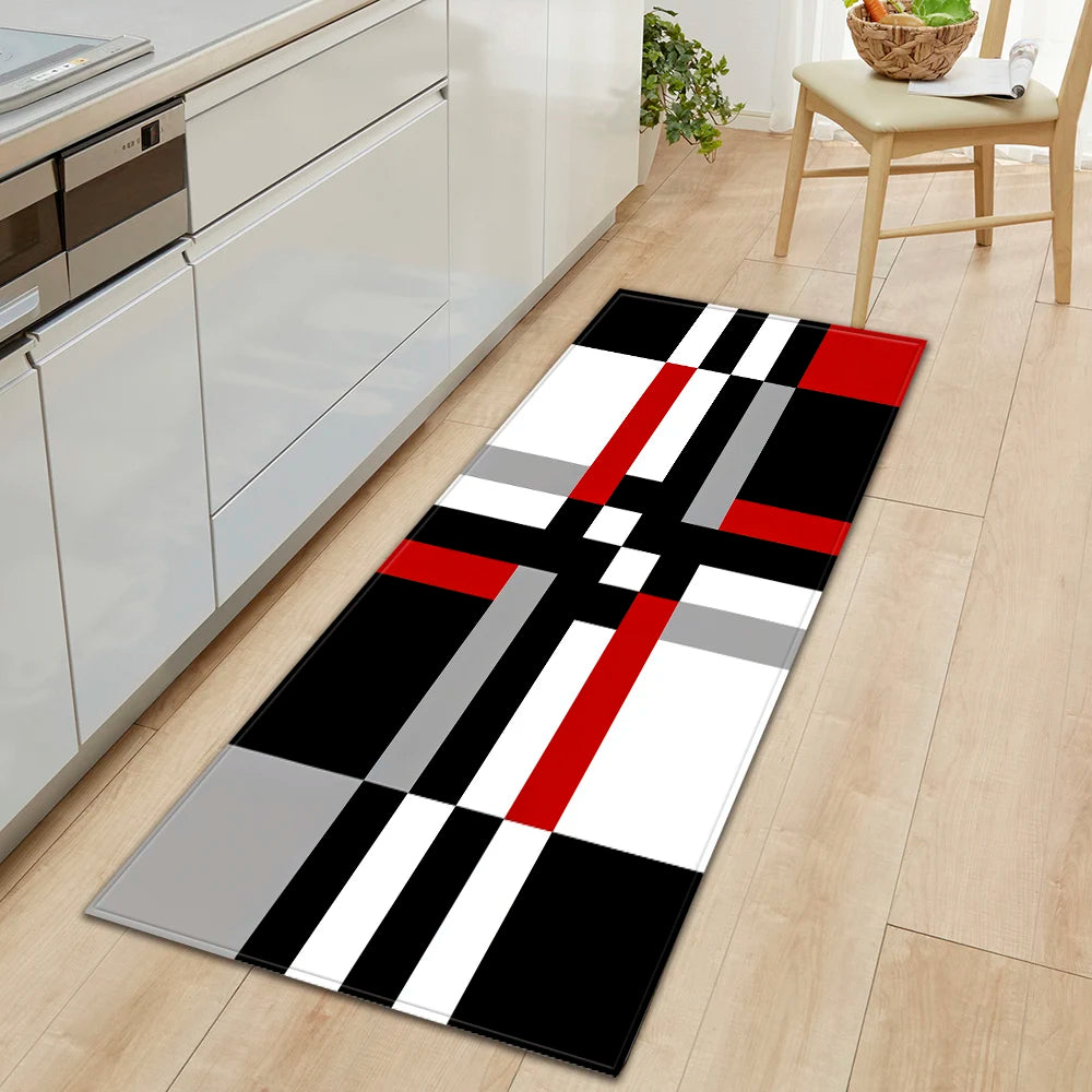 Plaid Kitchen Mat Home Living Room Balcony Bedroom Floor Decoration 3D Carpet House Hallway Entrance Door Bath Non-Slip Foot Rug