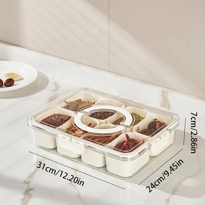 Portable Snack Box & Charcuterie Board with Lid – 4/8 Grid Refrigerator Food Storage Organizer