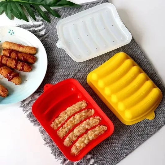 Sausage Maker Mould 6 Cavity Silicone DIY Ham Hot Dog Making Moulds With Lid Kitchen Household Sausages Cake Baking Tools Molds