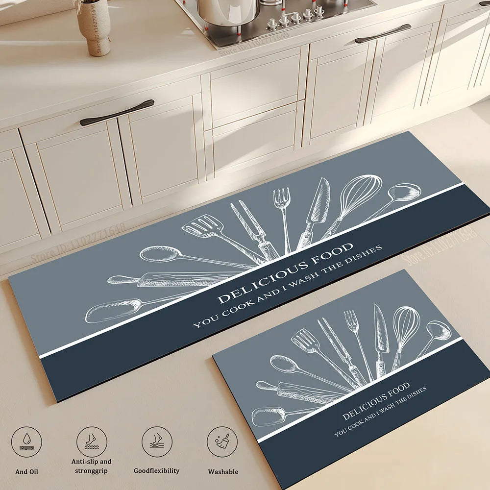Absorbent Kitchen Floor Mat Anti-Slip Carpet Rug Simple Bathroom Entrance Mat Home Decor Living Room Long Area Rug Antifatigue