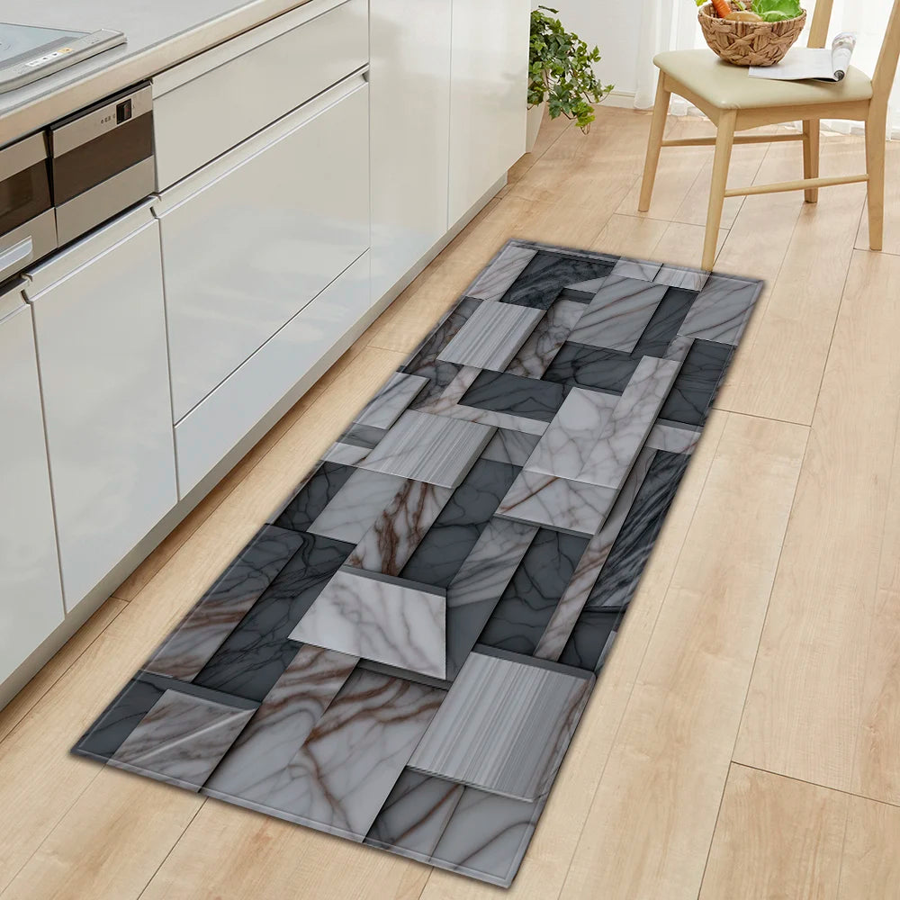 Plaid Kitchen Mat Home Living Room Balcony Bedroom Floor Decoration 3D Carpet House Hallway Entrance Door Bath Non-Slip Foot Rug