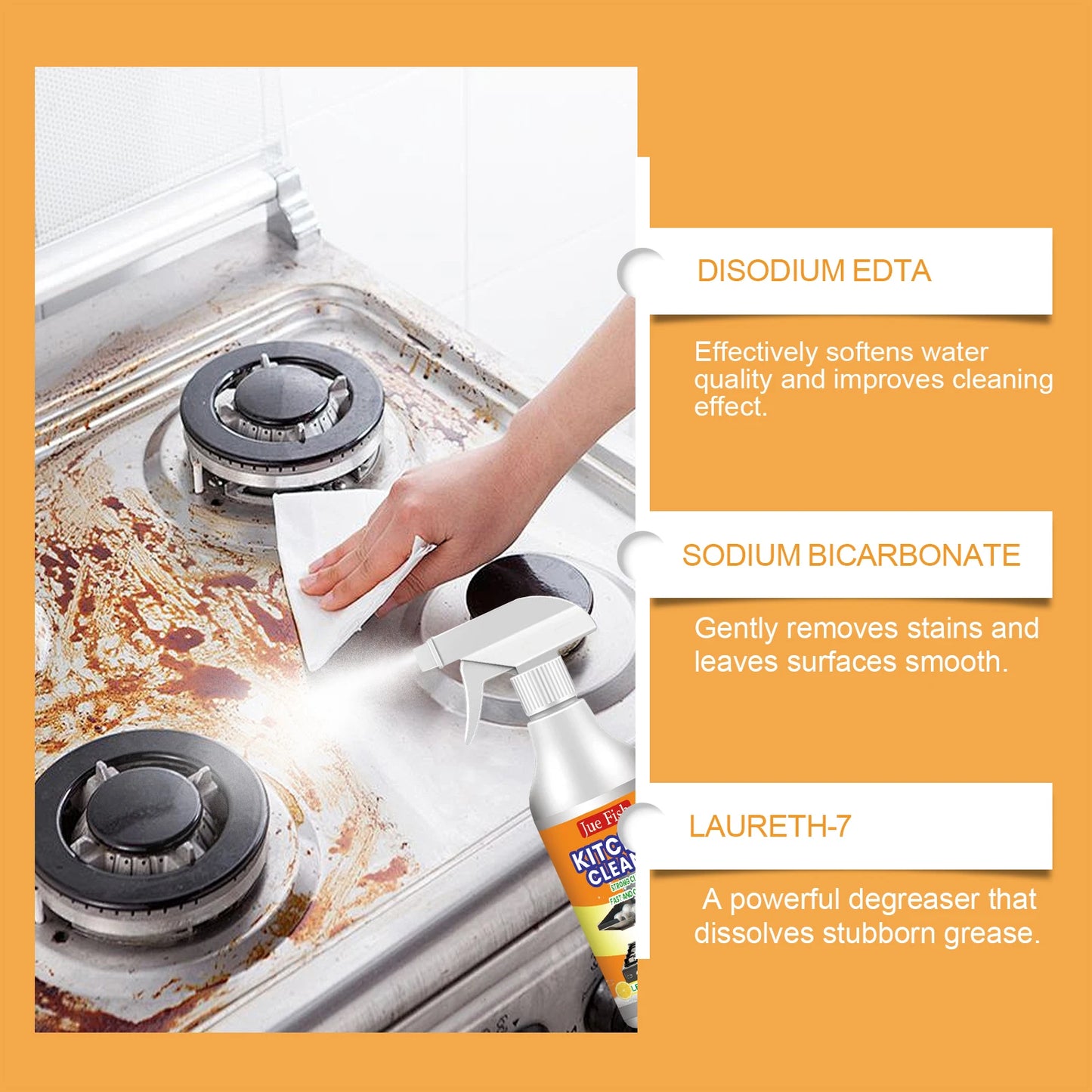 Kitchen Foam Heavy Oil Stain Cleaner Powerful Stain Remover Lemon Light Fragrance Ovens Home Cooktop Kitchenware Cleaning Bubble