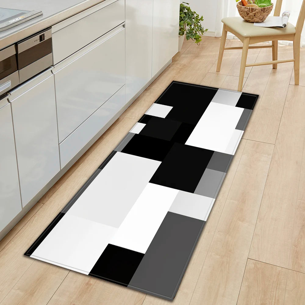 Plaid Kitchen Mat Home Living Room Balcony Bedroom Floor Decoration 3D Carpet House Hallway Entrance Door Bath Non-Slip Foot Rug