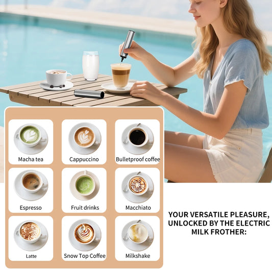 Kitchen Powerful Stirrer Milk Frother Handheld Foam Maker for Lattes Whisk Drink Mixer Coffee Electric Rechargable Egg Beater