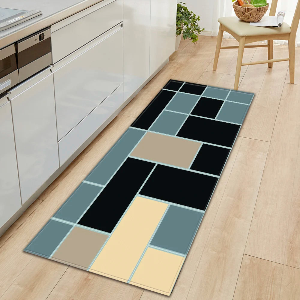 Plaid Kitchen Mat Home Living Room Balcony Bedroom Floor Decoration 3D Carpet House Hallway Entrance Door Bath Non-Slip Foot Rug