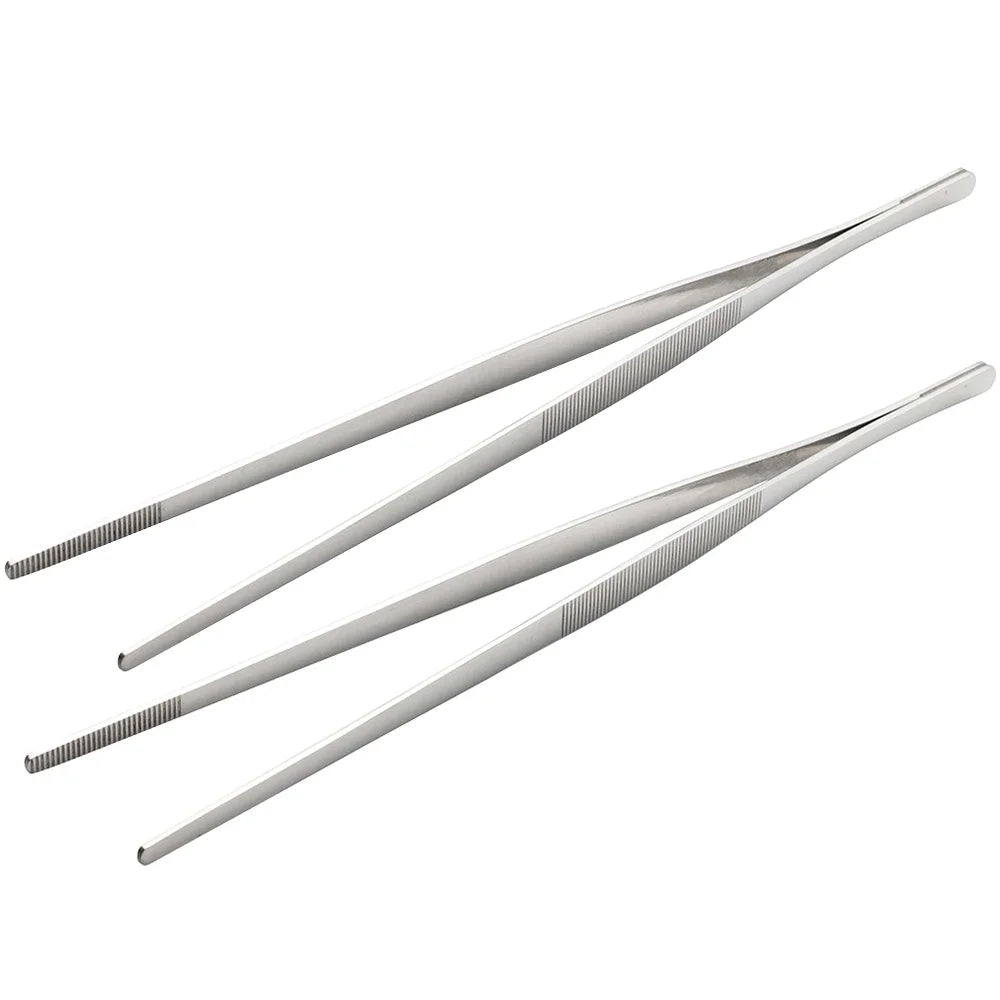 Stainless Steel Kitchen & BBQ Tongs – Grill Meat Tongs & Cooking Tweezers (1/3/4 Pcs)