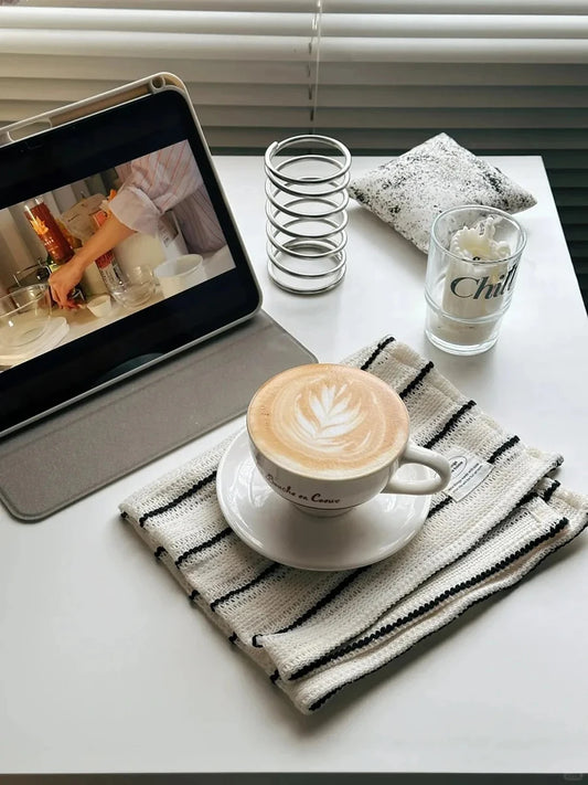 Simple Black White Striped Tablecloth Placemat Dining Table Mat Coaster Food Posing Background Cloth Home Decoration Accessories