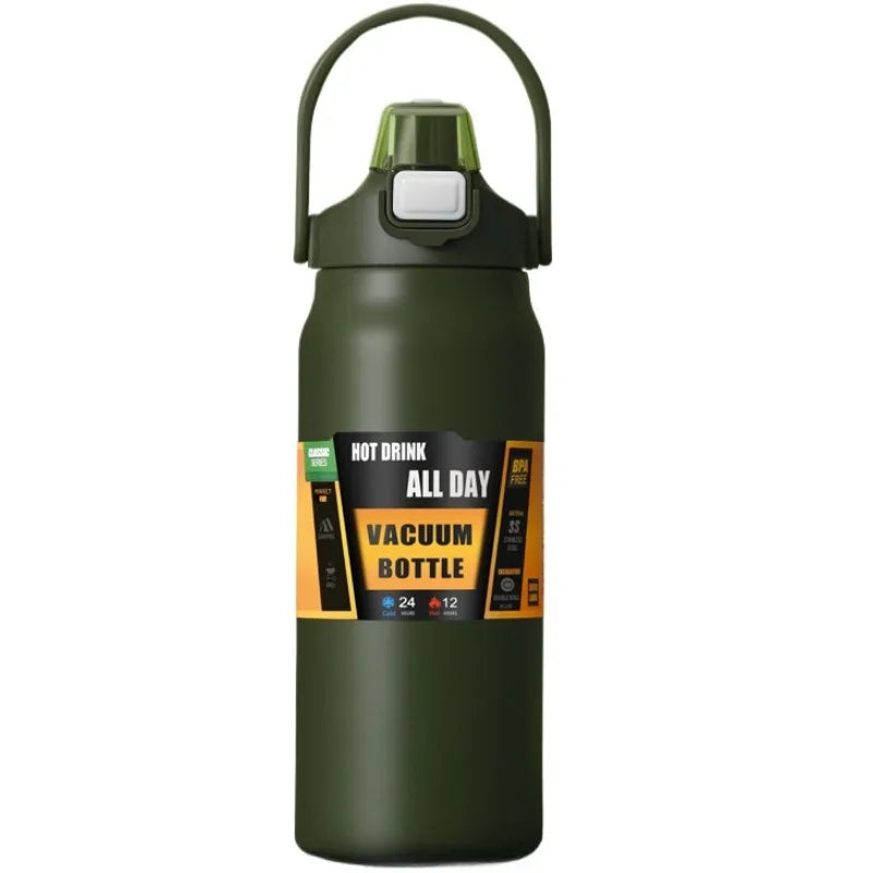 800/1000/1200/1500ML 304 Stainless Steel Thermos with Straw Thermal Mug Cup Sports Vacuum Flasks Cold and Hot Water Bottle