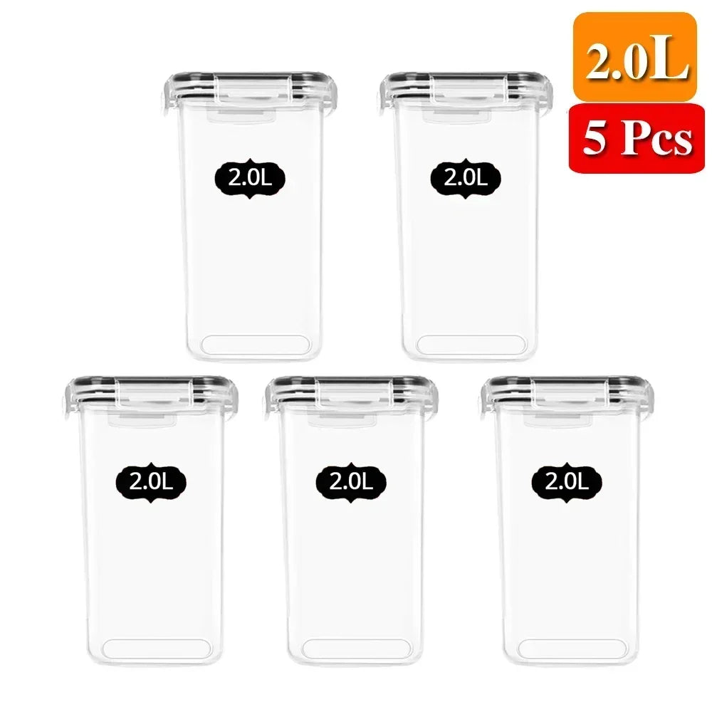 Food Storage Containers Kitchen Organizer and Storage Container with Lids Refrigerator Noodle Box Tank Sealed Cans 5Pcs Set