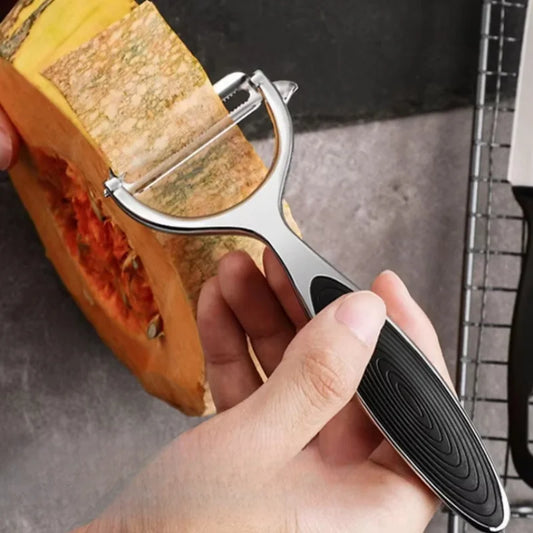 Multi-Purpose Kitchen Peeler – Serrated & Flat Edge Potato Peeler, Slicer & Melon Grater