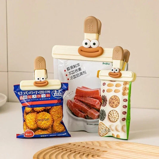 Creative Face Design Food Bag Sealing Clips – Fun Kitchen Snack Clips (3 Pcs)