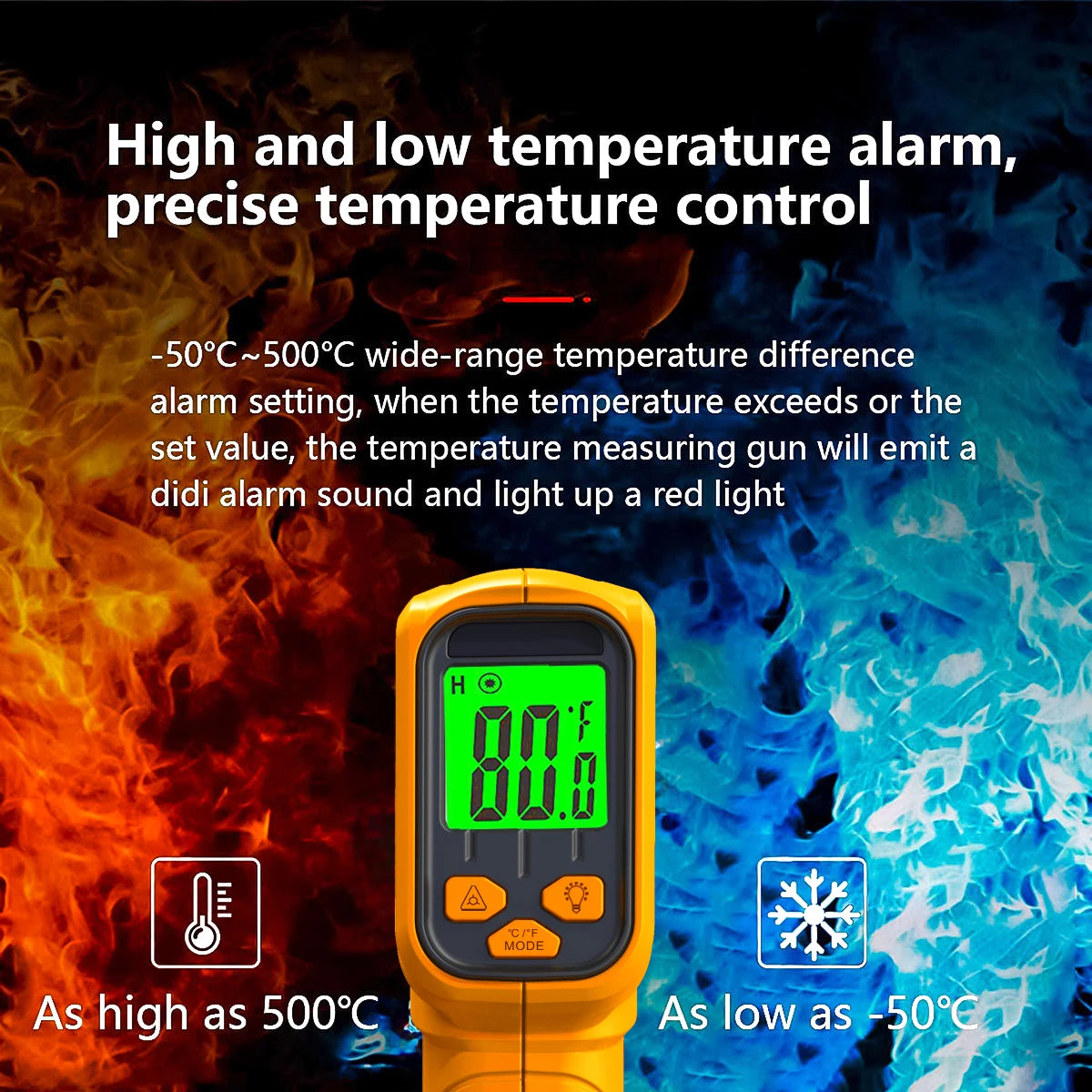 Infrared Thermometer Non-Contact Food Thermometer Gun Household Temperature Thermometer Digital for Kitchen Cooking Tools 530℃