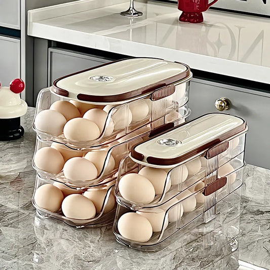 Automatic Rolling Egg Holder Rack for Fridge & Counter - Kitchenley