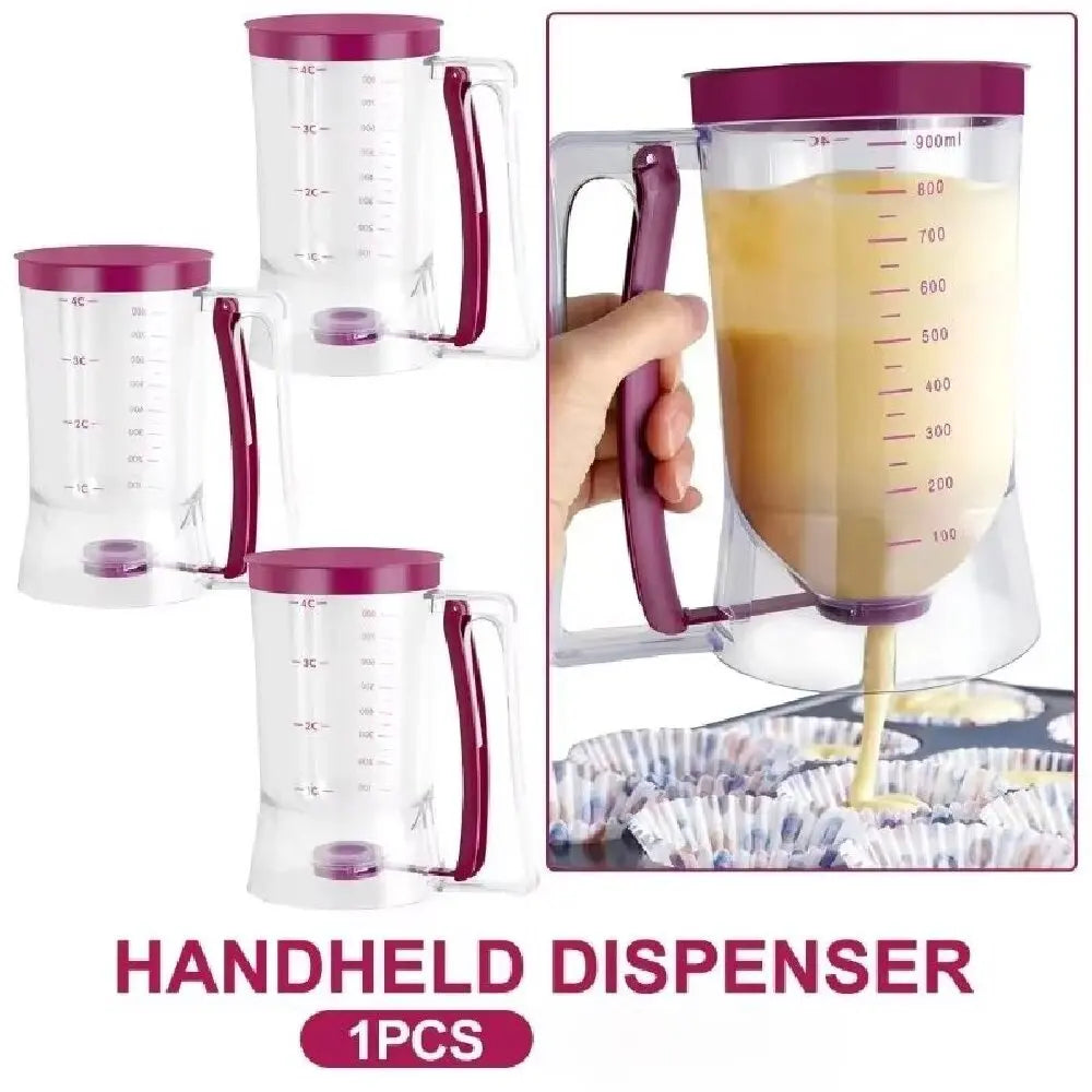 Kitchenley 900ml Batter Dispenser with Measuring Label – Squeeze Handle for Pancake, Cookie, Cake & Waffle Batter