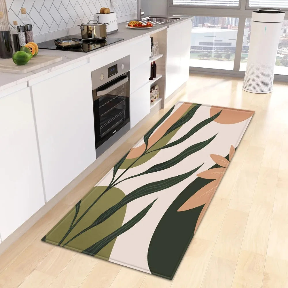 Tropical Plant Print Home Kitchen Floor Mat Door Front Decoration Floor Mat
