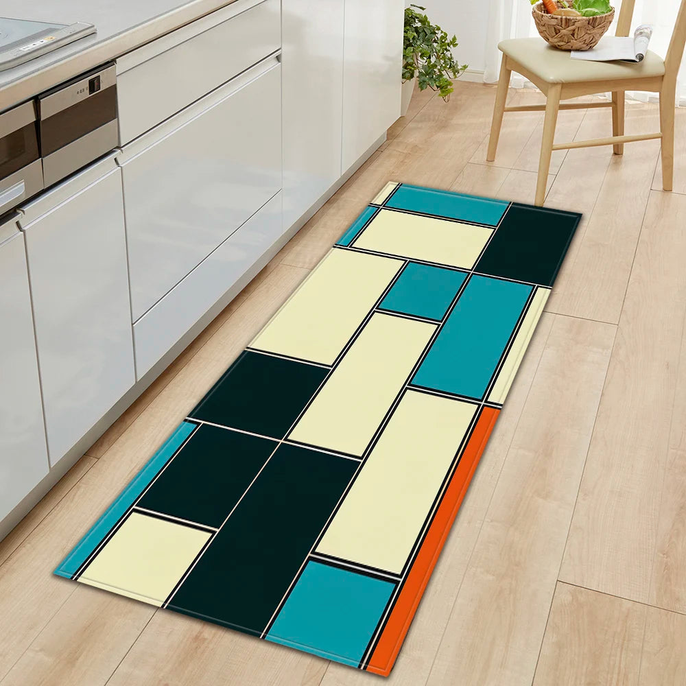 Plaid Kitchen Mat Home Living Room Balcony Bedroom Floor Decoration 3D Carpet House Hallway Entrance Door Bath Non-Slip Foot Rug
