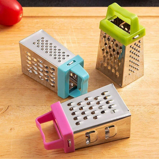 Mini Stainless Steel Four-Sided Box Grater – Cucumber, Cheese, Carrot & Vegetable Slicer