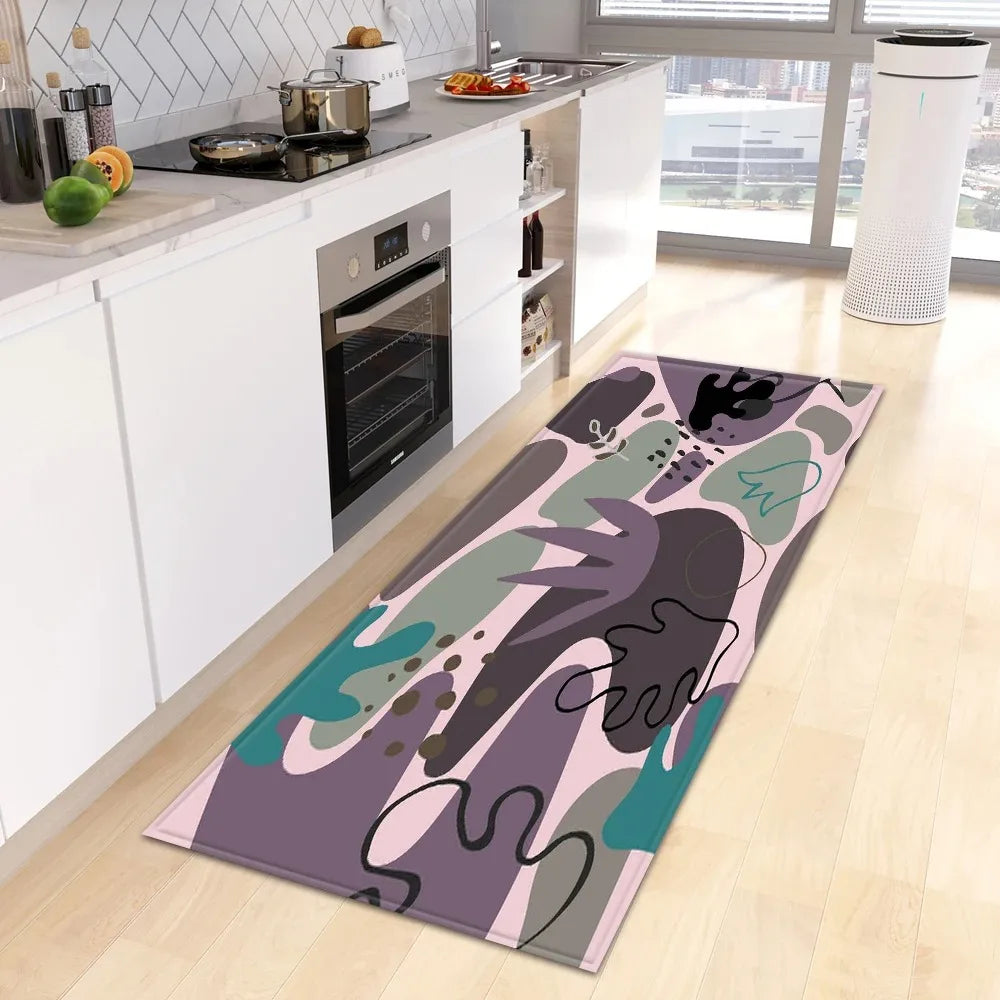 Tropical Plant Print Home Kitchen Floor Mat Door Front Decoration Floor Mat