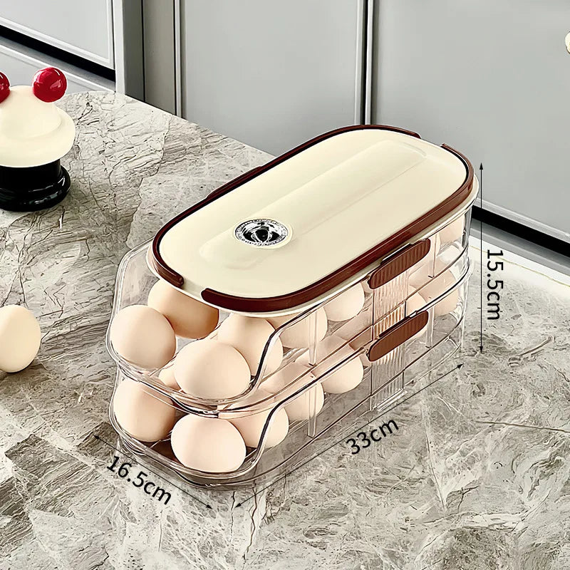 1PCS Home Refrigerator Egg Storage Box Automatic Rolling Eggs Holder Rack Egg Roller Organizer Kitchen Countertop Egg Shelf