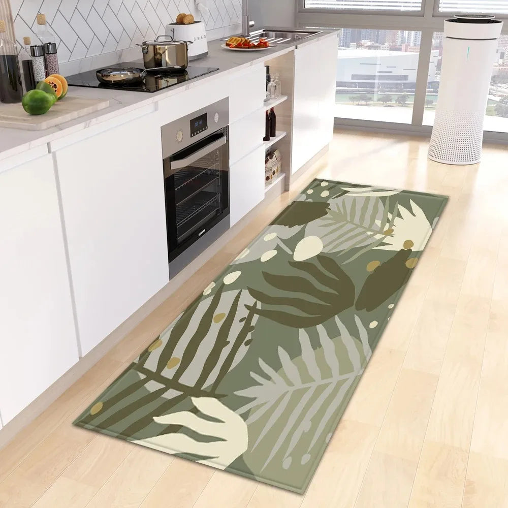 Tropical Plant Print Home Kitchen Floor Mat Door Front Decoration Floor Mat