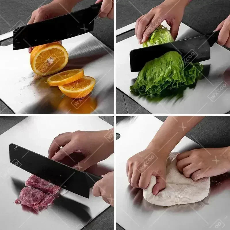 WXCOO Stainless Steel Cutting Board for Kitchen Chopping Board for Meat Kneading Dough Board for Fruit Vegetables Baby Food