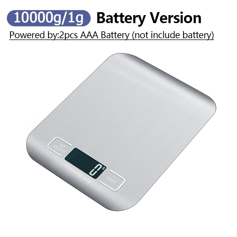 5kg/10kg Rechargeable Kitchen Scale LCD Display Stainless Steel Electronic Scales Home Jewelry Food Snacks Weighing Baking Tools