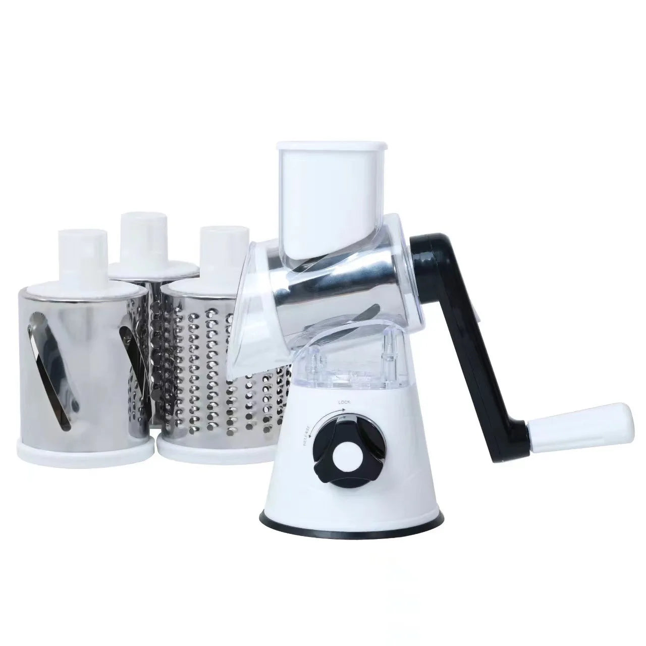 Vegetable Cutter & Slicer Manual Kitchen Cheese Chopper Machine With 3 Sharp Drums Multifunctional Garlic Potato Shredder