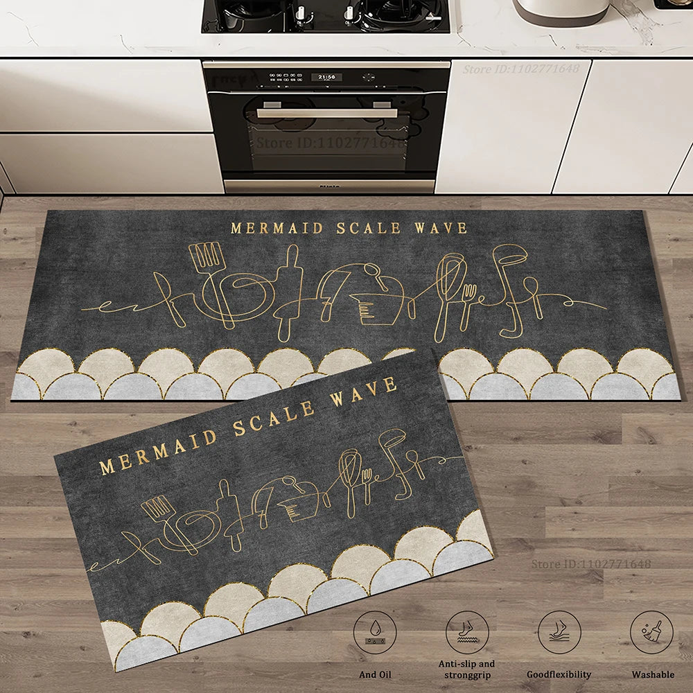 Anti Slip Kitchen Floor Mat,Water Absorbing Rug,Fashion Pattern Decoration Carpet,Multi Functional Door Mat,Bathroom Floor Mat