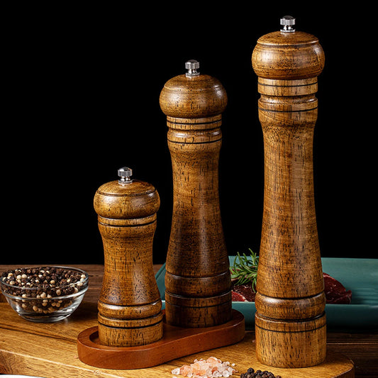 Oak Wood Manual Pepper Grinder – Freshly Ground Pepper Mill 5"/8"/10" - Kitchenley