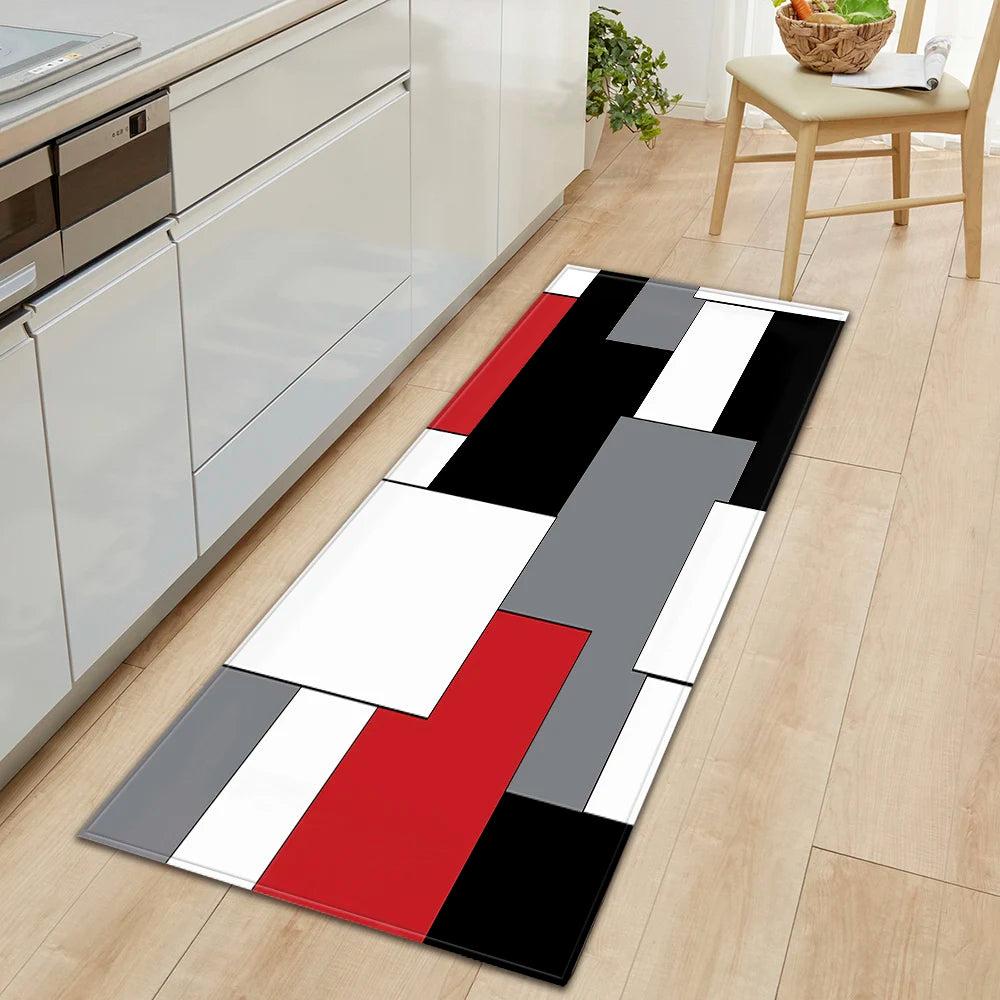 Plaid Kitchen Mat Home Living Room Balcony Bedroom Floor Decoration 3D Carpet House Hallway Entrance Door Bath Non-Slip Foot Rug