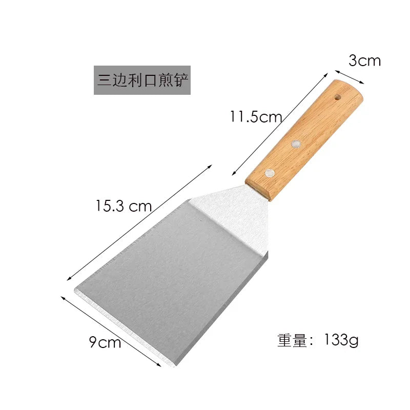 Kitchenley Wooden Handle Grill Spatula with Blade – Square Head Pizza Shovel, Pancake Turner & BBQ Steak Spatula