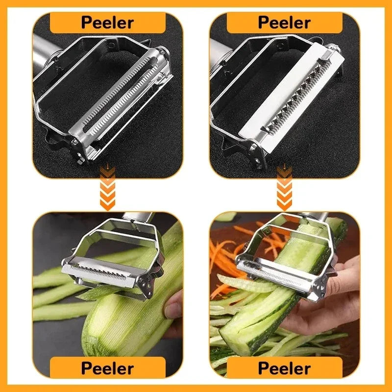 Multifunctional Stainless Steel Vegetable Peeler, Grater & Julienne Slicer