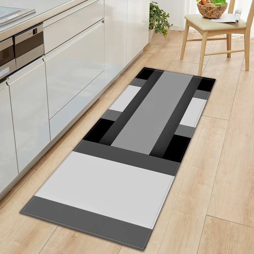 Plaid Kitchen Mat Home Living Room Balcony Bedroom Floor Decoration 3D Carpet House Hallway Entrance Door Bath Non-Slip Foot Rug
