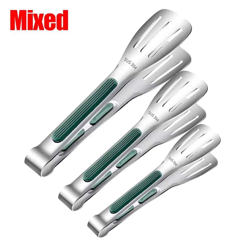 Stainless Steel Non-Slip Food Tongs – BBQ Meat, Salad & Bread Clip for Grill & Buffet