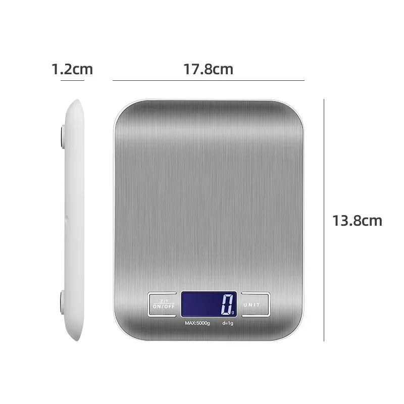 5kg/1g Multifunction Digital Kitchen Food Scale – Waterproof LCD Stainless Steel Measuring Scale
