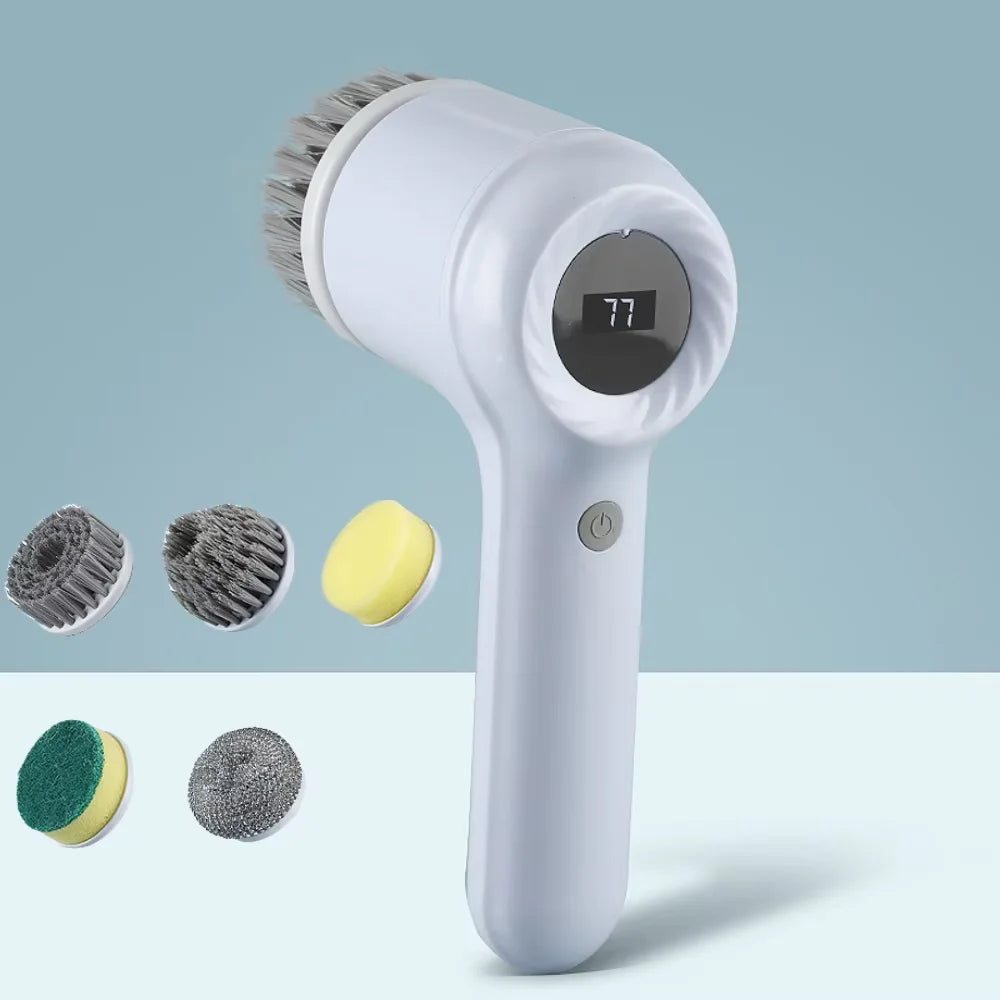 Electric Spin Scrubber, Bathroom Cordless Cleaning Brush Power Scrubber with 5 Replaceable Brush Heads, Electric Cleaning Brush