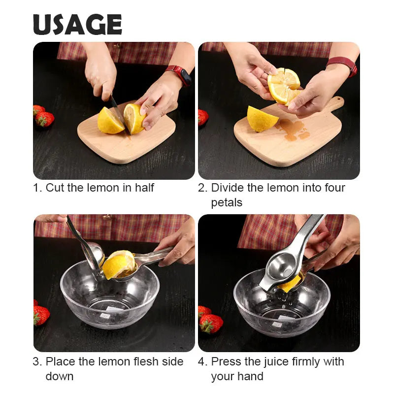 Stainless Steel Manual Lemon & Citrus Juice Extractor – Handheld Fruit Press