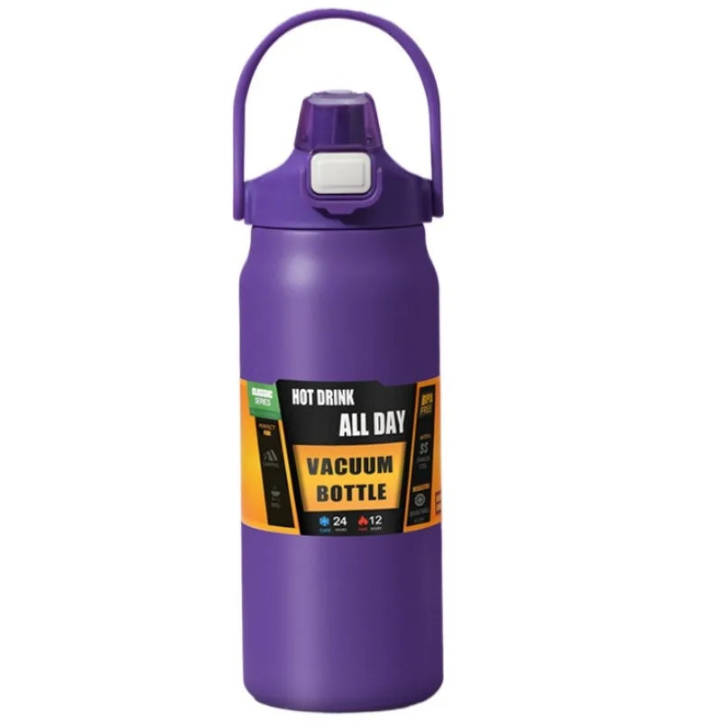 800/1000/1200/1500ML 304 Stainless Steel Thermos with Straw Thermal Mug Cup Sports Vacuum Flasks Cold and Hot Water Bottle
