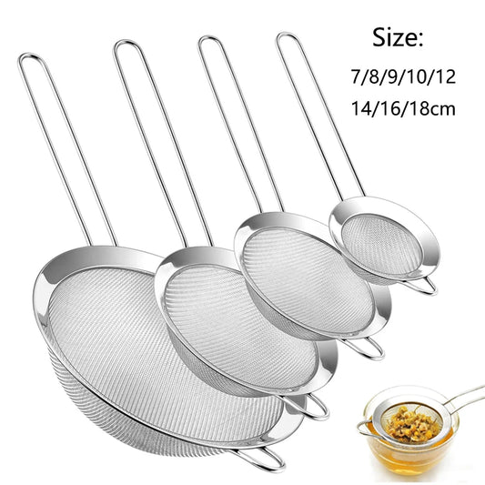 Stainless Steel Fine Mesh Sieve & Flour Sifter – Oil Strainer & Colander Set (1/3/4 Pcs)